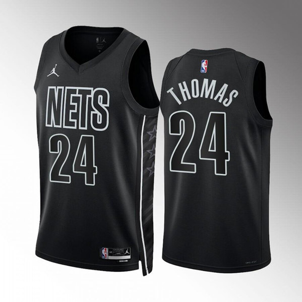 Mens Brooklyn Nets #24 Cam Thomas 2022-23 Black Statement Edition Stitched Basketball Jersey